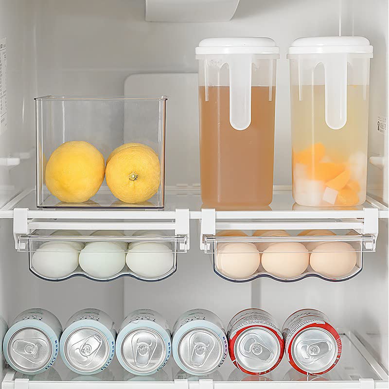 IVAILEX Egg Holder for Refrigerator, Fridge Egg Storage Tray, Clear Plastic Egg Drawer for Refrigerator, Space Saver Egg Storage Container & Organizer