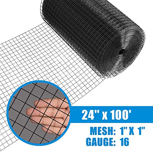 Fencer Wire 16 Gauge Black Vinyl Coated Welded Wire Mesh Size 1 inch by 1 inch (b. 2ft. x 100ft.) - size: b. 2ft. x 100ft.