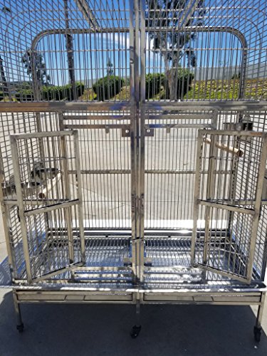 XL Size Full 304 Stainless Steel Double Macaw Cockatoo Parrot Bird Pet Breeder Cage w/Divider SUS304 Medical Grade Steel
