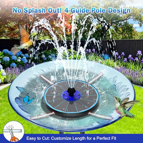 SZMP 3.5W Upgraded Glass Panel Solar Fountain with RGB Night Show, Anti-Drift Fixer & 7 Nozzles, Strong Floating Bird Bath Fountain for Garden, Pond, Outdoor (Blue) - color: Blue