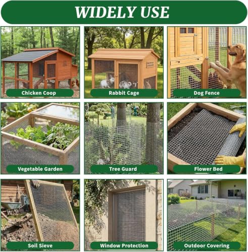 19-Gauge Galvanized Hardware Cloth, 1/2 in Mesh, 16 in x 100 ft | 1/2-inch welded wire mesh roll for chicken coops, garden barriers, tree guards, cage repairs and DIY screens - color: Sliver, size: 1/2in x 16in x 100ft