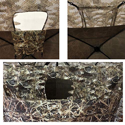 AUSCAMOTEK Pop Up Ground Blind for Deer Duck Turkey Hunting Portable Quick Setup Lightweight Green/Brown/Dry Grass Ground Peg Included - color: Dry Reed