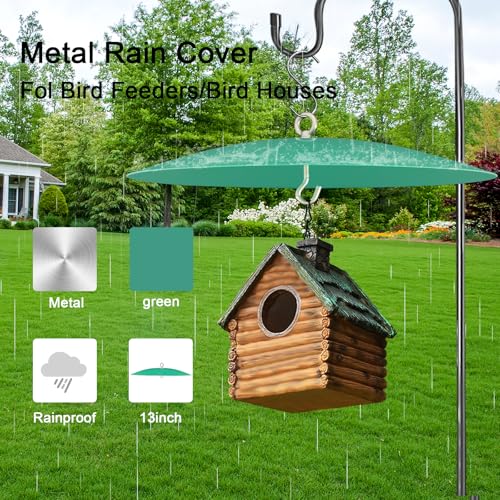 Metal Hummingbird Feeder Shade Cover Dome Shield Hang from Bird Feeders 13 Inch Bird Feeder Baffle for Outdoors/Backyard (1pack, Green)