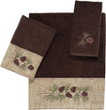 Avanti Linens - 3pc Towel Set, Soft & Absorbent Cotton Towels (Pine Branch Collection) - color: Mocha, size: 3pc Towel Set