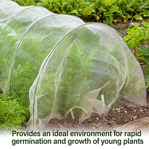 Woanger 2 Set Garden Netting Kit for Raised Beds Ultra Fine Mesh Netting with 100 Hoops 72 Clips 80 Connectors for Garden Row Cover Vegetable Flowers Protection Barrier Plant Covers(8 x 24 ft) - size: 8 x 24 ft