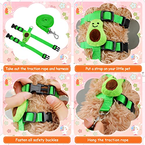 Tondiamo 4 Pcs Adjustable Bunny Harness and Leash Set for Small Pet,Fruit | Cute Vest Harnesses, for Rabbits Ferrets Guinea Pig Kitten Puppy, Small Pet Supply, Adjustable Straps, Fruit Design - color: Fruit