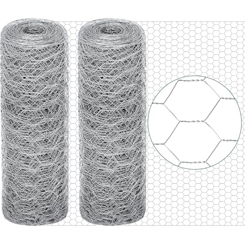 GlikCeil 12 in X 200 ft Chicken Wire Fencing Metal Floral Chicken Wire Mesh for Crafts Poultry Garden, 1 Inch Hexagonal Galvanized Hardware Cloth Netting for Poultry Coop Barrier Rabbit Cage (Silver) - color: Silver, size: 12 in X 200 ft