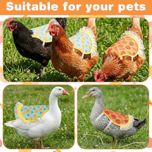 3 Pcs Waterproof Chicken Saddles for Hens for Protection,Elastic | Chicken Saddles, Breathable Poultry Feather Chicken Back Protector for Small Medium Large Hens(Orange,Pineapple,Strawberry)