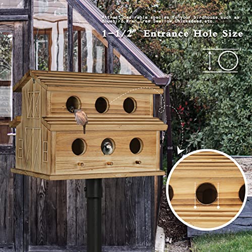Bird Houses for Outside,6 Hole Outdoor Bird House - Room for 6 Bird Families - Bluebird, Finch, Cardinals Hanging Bird Houses for Garden & Yard
