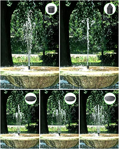 Biling 6.5W Solar Water Pump 5 Spray Patterns for Bird Bath Small Pond | Solar Fountain with Longevity Solar Panel, Dry-Run Protection, 5ft Tubing for Outdoor Garden Pond, Pool - size: 6.5W