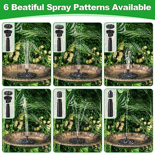 2 Pack Solar Fountain for Bird Bath, 2.5W Outdoor Solar Water Fountain with 7 Nozzles, Outdoor Floating Fountains Pump for Bird Bath Garden, Ponds, Pool, Fish Tank - style: 2.5W