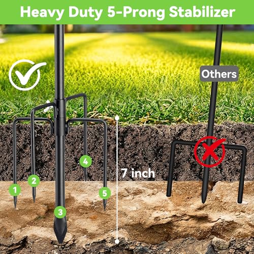 Shepherds Hooks for Outdoor, 62" Bird Feeder Pole Heavy Duty, 4/5" Thick Steel Hummingbird Feeder Stand with Stable Ground Anchor, Adjustable Plant Hook Hanger for Outside Garden Yard Wedding - size: 62"
