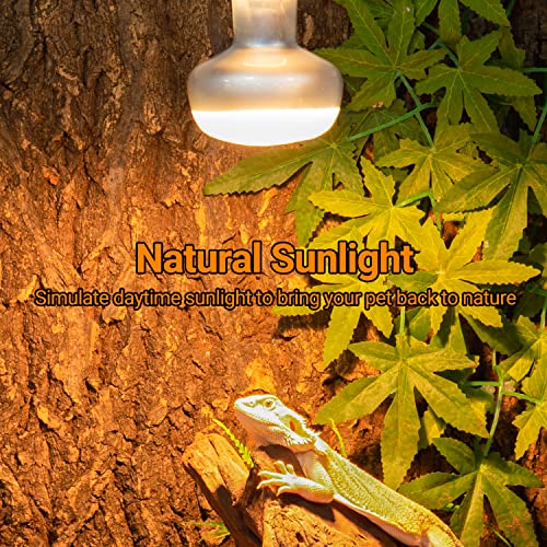 REPTI ZOO 2 Pack Heat Lamp 100W, Intense Basking Spot Simulated Natural Sunlight Heating Lamp Bulb, Heat Emitter UVA Heat Lamp Bulb for Reptile Chickens Pet Brooder - style: Natural Basking Light Bulb