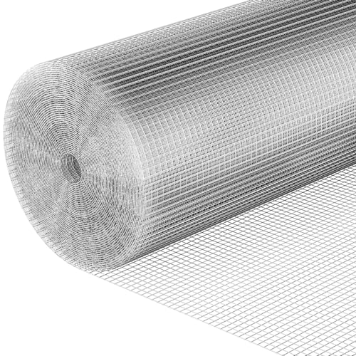 Hardware Cloth 1/2 inch 48 x 100 ft Galvanized Chicken Wire Fencing 19 Gauge Heavy Duty Hot Dip Galvanized Wire Fence Roll for Chicken Poultry Coop, Animal, Fencing,Garden Protection - color: Silver, size: 48 x 100 1/2 inch