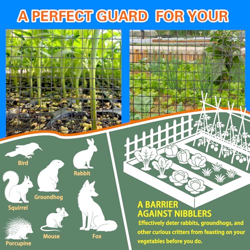 Black Hardware Cloth 1/2inch 24inx100ft, Chicken Wire Fencing, PVC Coated Metal Welded Wire Mesh Roll, for Rabbit Snake Groundhog Gopher Netting Cage Vegetable Garden Fence Animal Barrier - color: Black, size: 1/2in 24in×100ft