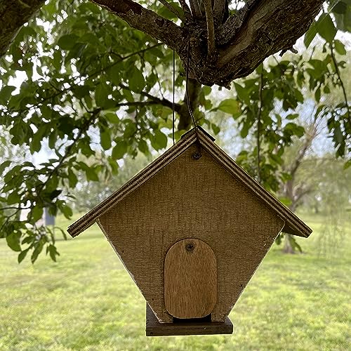 Shiplap Wren House - White Wood | 1.125-Inch Entrance Hole Sized for Wrens - Rear Clean-Out, Cable Hanger, Arrives Fully Assembled
