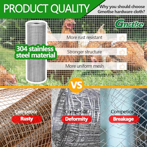 Hardware Cloth 1/4 inch 23 Gauge Small Size 304 Stainless Steel mesh Chicken Welded Wire Fencing Wire Mesh Roll Fencing Garden Fence Squirrel Tunnel Network 12in×20ft - size: (1/4in)12inx20ft