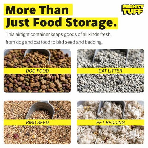 Mighty Tuff 20 lb Pet Food Storage Container with Airtight Lid, Clear | Secure lid clasp helps keep dog and cat food fresh while the clear container simplifies pantry organization.