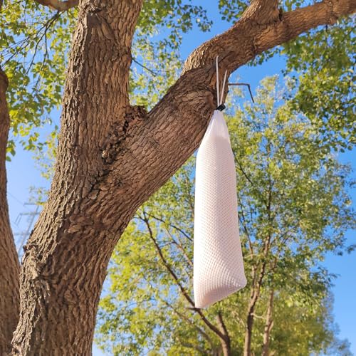 GXXMEI 8PCS 3.9" x 15.7" White Finch Sock Feeder for Outdoor, Durable Thistle Seed Feeder Sacks, Bird Food Supply Tools for Garden Yard Wild Finch Feeding