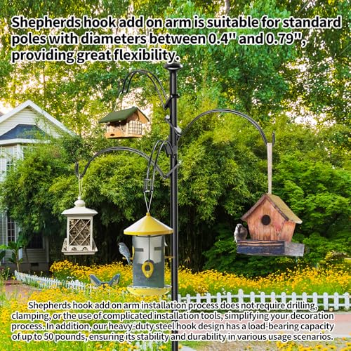 Shepherds Hook Add On Arm, Doubles Hanging Space,0.4-0.79 in | Shepherds Hook Extension Arm Fits Shepherds Hooks and Standard Poles