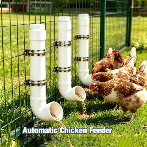 Homar 1pces PVC Chicken Feeder-No Waste PVC Pipe Chicken Feeder,Installation and Refilling are Both Very Simple, Making Feeding Time Easy and Enjoyable Size 19.3“ L x 6.7” W x 3.8" ID - size: 1pc