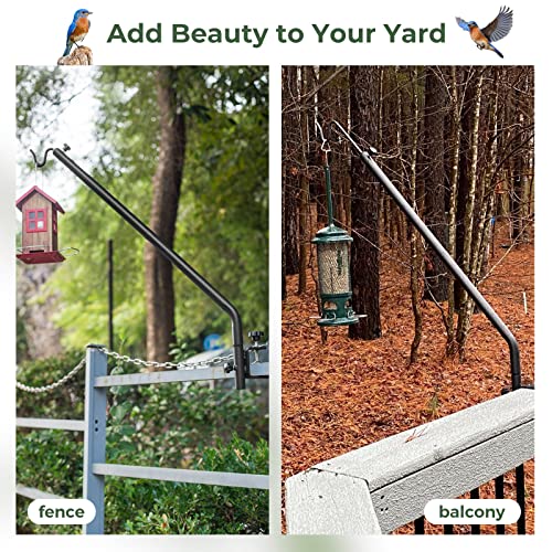 Kingsyard Heavy Duty Deck Hook, 27"-39" Adjustable Metal Deck Railing Hooks for Hanging Bird Feeders, Planters, Suet Baskets, Lanterns, Wind Chimes, Clamp Mounted - size: 27"-39" Clamp Mounted