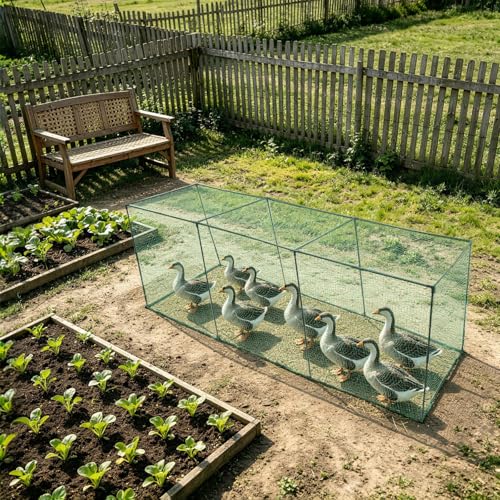 Chicken Tunnel, 126" x 32" Run Coop Tunnel, 4-Cube Metal Mesh Runway, Portable Chicken Run Load Up 30Chicks/20 Chicken Suitable for Chickens Ducks Rabbits in Outside Yard