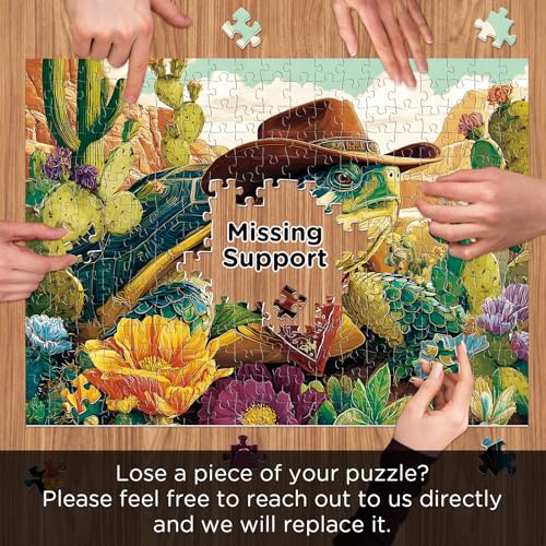 500 Piece Puzzles for Adults, Colorful Cactus Flowers Landscape Puzzles | Cowboy Turtle Desert Jigsaw Puzzle 500 Pieces, Letter on Back, Challenging Nature Animal Puzzle, Game Home Decor - style: cactus and turtle
