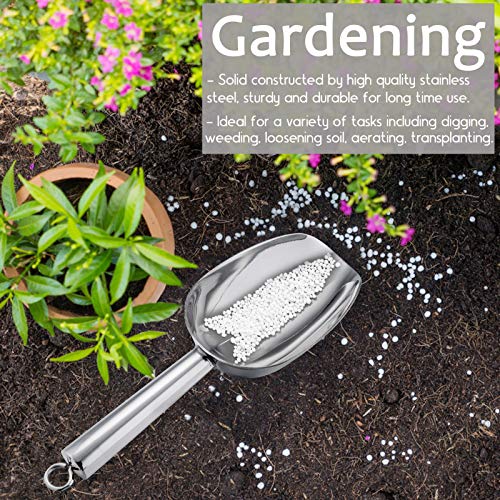 E-far 6 Ounce Ice Scoop Set of 2, Small Stainless Steel Scoops for Ice Cube/Candy/Flour/Sugar, Metal Utility Scoops for Canisters, Baking, Kitchen Pantry, Rust Free & Dishwasher Safe - color: Silver