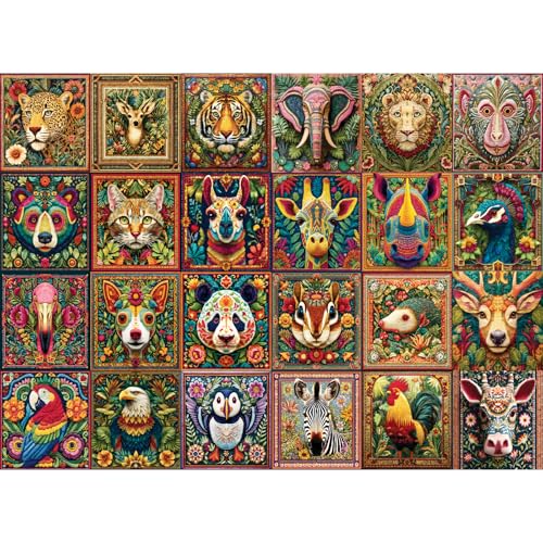 500 Piece Puzzles for Adults, Beautiful Wild Animals Puzzle | Recycled Cardboard Birds Eagle Puzzle 500 Piece, Challenging Game Home Decor Birthday Party Gift Toy for Adults Seniors - style: Woven Animals