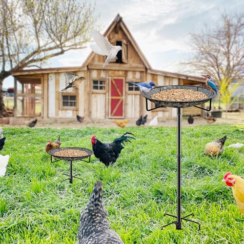 Standing Bird Feeder Tray,11.8" Stainless Steel Large Platform Bird Feeder Mesh Seed Tray with Adjustable Heavy Duty Stand Birds Feeder Pole for Outside Wild Birds in Garden Backyard - size: Stand Bird Feeder Tray
