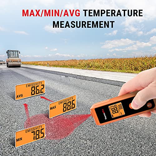 TempPro TempScan Mini-Sized Infrared Thermometer Gun for HVAC Engine BBQ | Temperature Gun with Max/Min/Avg Display, Infrared Thermometer for Cooking Pizza Oven Accessories, -58~1022°F Temp Gun - style: IR Thermometer with Laser