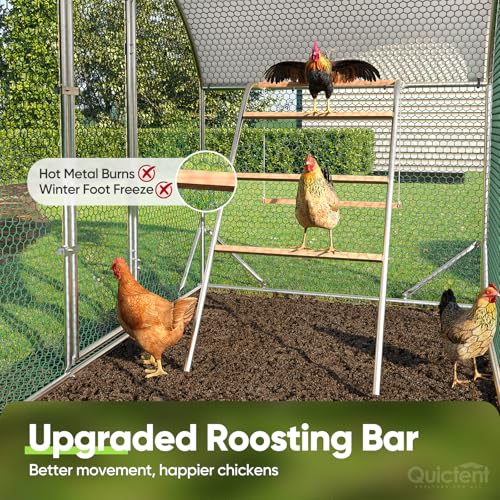 Quictent Essential Series 6.6x9ft Metal Chicken Coop Run w/Climbing Ladder | Walk-in Outdoor Poultry Cage with PVC Coated Chicken Wire, Hen Duck Rabbit Farm House, Waterproof Anti-UV Cover - size: 6.6x9ft