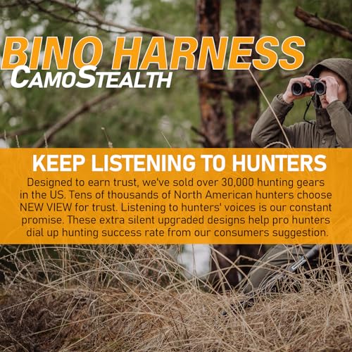 NEW VIEW Silent Binocular Harness Chest Pack, Hunting Bino Case with Dual MOLLE Straps, Binocular Harness with Detachable Chest Strap Rangefinder Pouch Rain Cover for Saddle Hunting Bird Watching - style: Removable