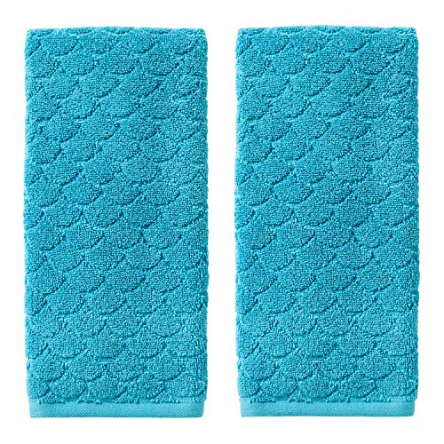 SKL Home Ocean Watercolor Scales Hand Towel, Blue (2-Pack) - color: Ocean Watercolor Scales, style: Hand Towel Set
