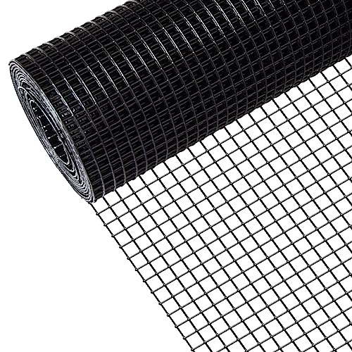Zevemomo 48" x 50' 1/2inch Hardware Cloth, Black Vinyl Coated Chicken Wire Fence Galvanized Welded Mesh Roll for Home Garden Rabbit Cage - size: 48" x 50' 1/2inch