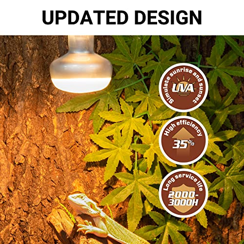 REPTI ZOO 2 Pack Heat Lamp 100W, Intense Basking Spot Simulated Natural Sunlight Heating Lamp Bulb, Heat Emitter UVA Heat Lamp Bulb for Reptile Chickens Pet Brooder - style: Natural Basking Light Bulb