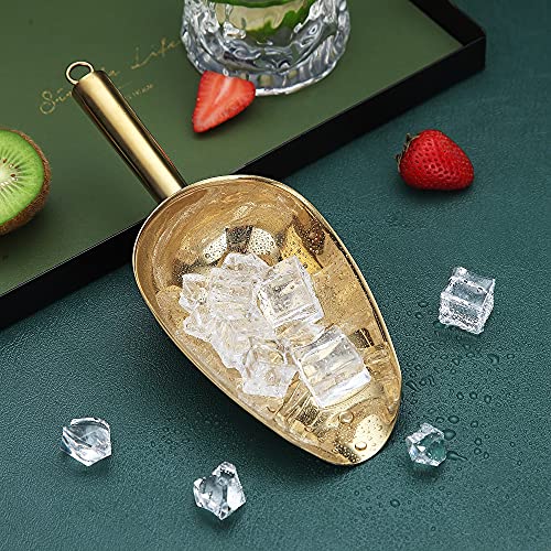 Gold Ice Scoop, Fashion Ice Cream Scoop, Premium Stainless Steel Cookie Scoop, Dog Food Scoop, Sturdy Flour Scoop, Utility Candy Scoop, Dishwasher Safe (8oz/9 Inch) - color: 3. Gold