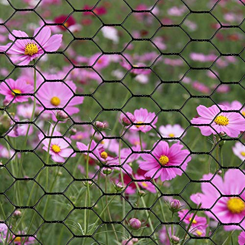 PVC Hexagonal Poultry Netting Chicken Wire 18" x150' x 1" Mesh 20GA Black - size: 18"x150'-1" 20GA