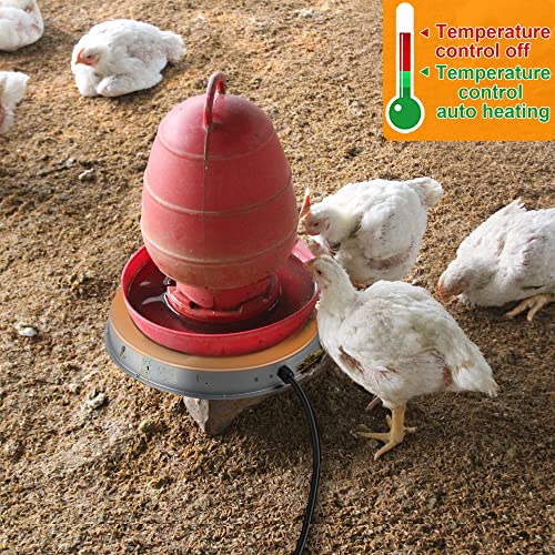 Poultry Chicken Water Heater: Chicken Water Heater Base for Winter, for Plastic/Metal Poultry Watere Under 6 Gallons, Heated Waterer for Chickens 125W - size: 15 inch (1-Pack)