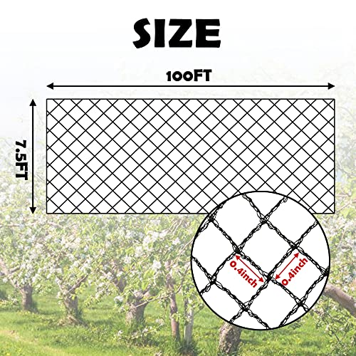 Bird Netting 7.5x100 Ft, 1/2In Mesh Garden Bird Netting, Fruit Tree Netting | Heavy Duty Woven Mesh Garden Netting, Pest Barrier for Plants & Blueberry, Animal Mesh Fence Against Birds, Deer, Poultry - size: 7.5x100ft-1/2in mesh