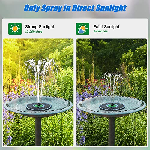 Yzert Solar Fountain Full Glass Panel No Battery, 3.5W Solar Bird Bath Fountains with 4 Fixed Rods & 7 Nozzles, Solar Fountain Pump for Bird Bath, Garden, Pond, Pool, Patio,Hummingbird - color: Green Flower Blue Panel