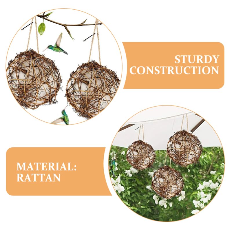 Mipcase Refillable Nesting Material Holder Hummingbird Nesting Supplies for Wild Birds Rattan Bird Nest Material Holder Outdoor Hanging Station for Garden Backyard Bird Watching 3 Pack