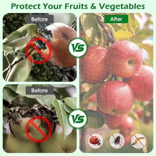 8'x8' Fruit Tree Netting Cover with Zipper and Drawstring | Ultra-Fine Mesh Garden Plant Insect Pest Net Barrier to Prevent Squirrel Bird Deer Cicadas Bag for Blueberry Tomato-1Pcs - size: 8ftx8ft