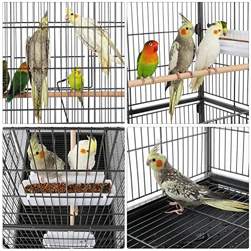 Yaheetech 60.5inch Extra Large Bird Cage Metal Parrot Cage Flight Cage for Cockatiels African Grey Quaker Green Cheek Sun Conure Medium Birds Parrots - color: Black, size: 37.0"L x 22.5"W x 60.5"H