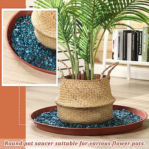 Eccliy 6 Pack Plastic Plant Saucer Heavy Duty Planter Saucers Large Plant Pot Saucers Plastic Water Trays for Indoors and Outdoors Flower Plant Plant Drip (Terracotta,25 Inch) - color: Terracotta, size: 25 Inch, style: Round