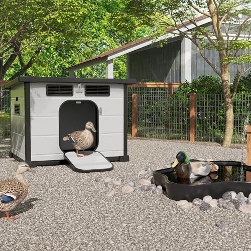 GDLF Duck Coop for Outside, Plastic Night Shelter for Backyard Ducks | Ideal for backyard duck shelter, with ventilated panels and weather-resistant construction.