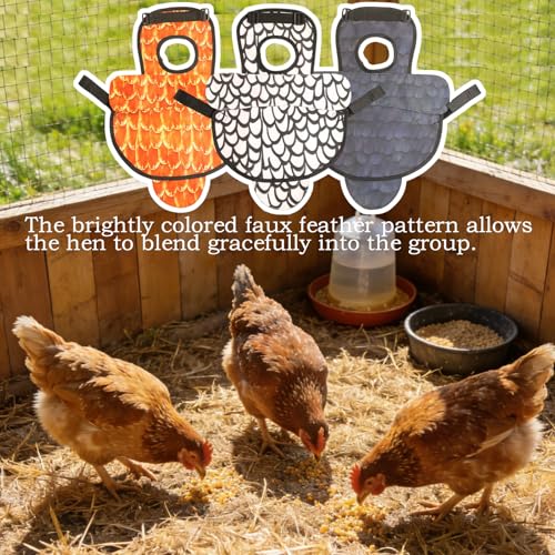 Chicken Saddle for Hens, Chicken Apron Back Protector for Hens with Adjustable Straps, Chicken Hen Mating Saddle for Poultry Feather Protection, Easy to Wear 3PCS