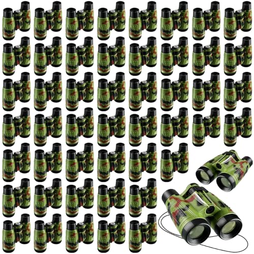 Jiuguva 50 Pack Binoculars Small Compact Binoculars with Neck Strap Camping Party Favors Nature Exploration Toys for Bird Watching, Hiking, Camping, Travel, Learning(Camouflage) - color: Camouflage