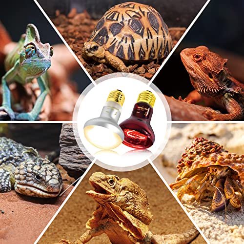 REPTI ZOO 75W Reptile Heat Lamp Bulb, 2PCS Day & Night Basking Spot Light Combo Pack Includes Infrared Heat Lamp and UVA Daylight Heating Lamp Basking Light - style: Day & Night Heat Lamp